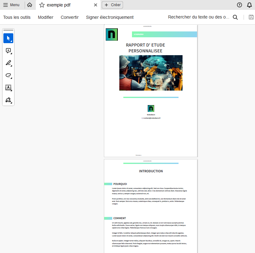 Résultat d'une page web complexe 
et bien agencée, pixel perfect, imprimée en PDF